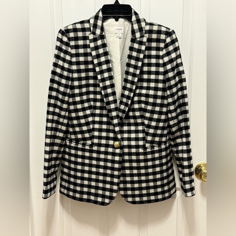 Wool black checkered blazer
